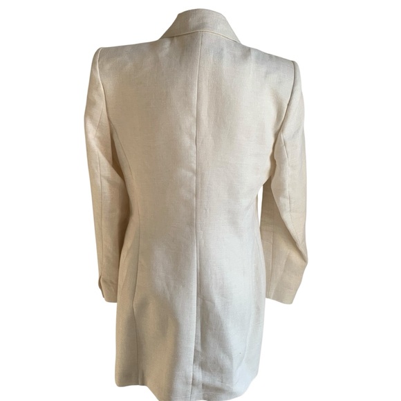 Zara Blazer Linen Long Jacket Event Wear Mini Dress Wedding Occasion Cream  XL - Picture 12 of 15